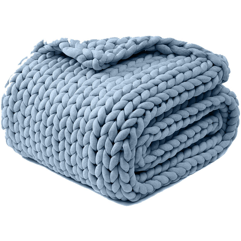 Soft, hand-knitted acrylic blanket, thick and voluminous, ideal for winter, the sofa or bed, perfect for home decor, 60 x 60 cm