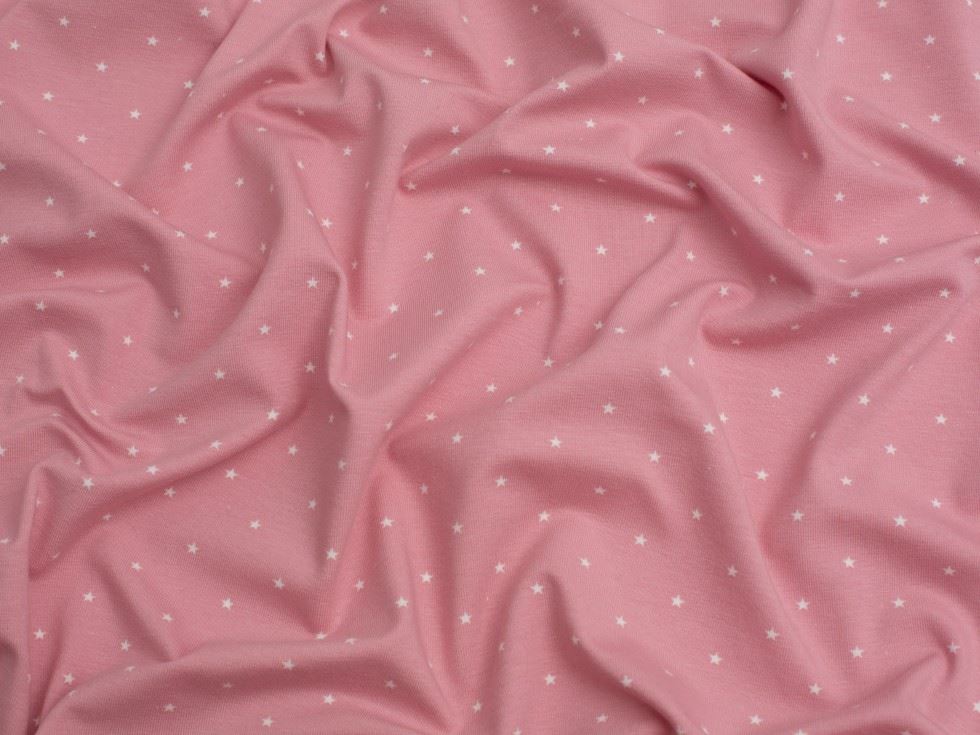 Star Cotton Jersey Stretch Knit Fabric Baby Pink