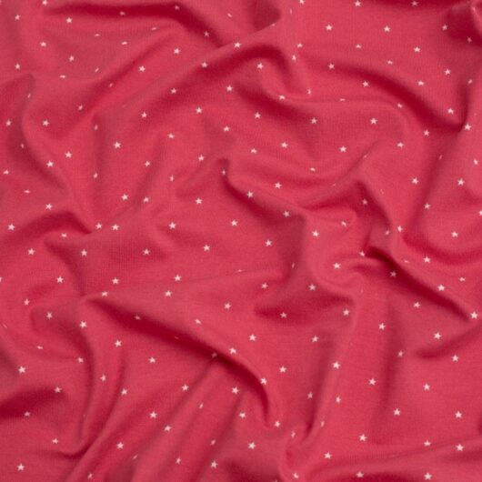 Star Cotton Jersey Stretch Knit Fabric Bright Pink