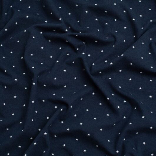 Star Cotton Jersey Stretch Knit Fabric Navy Blue