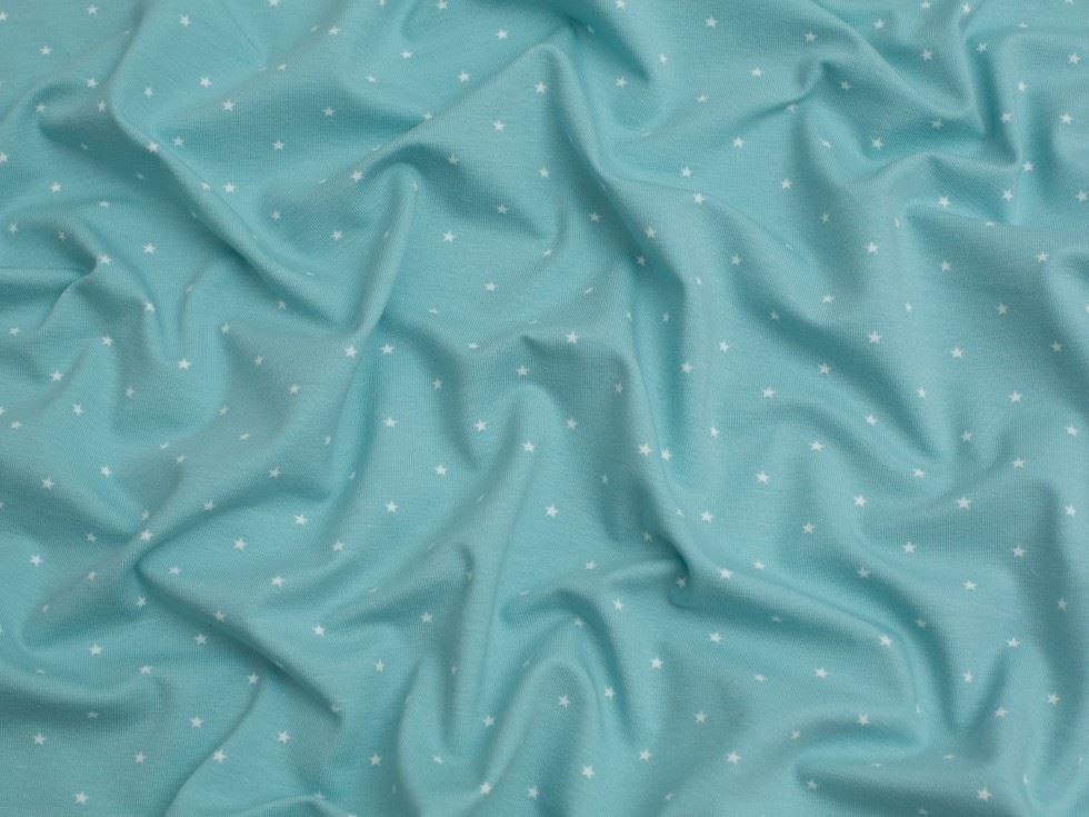 Star Cotton Jersey Stretch Knit Fabric Turquoise
