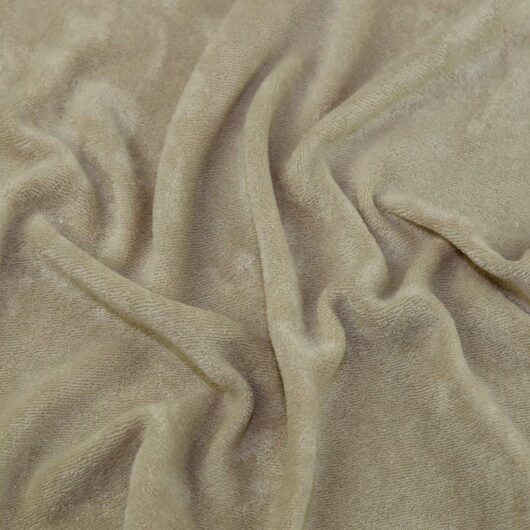 Stof France Bamboo Polyester Towelling Stretch Knit Fabric Beige