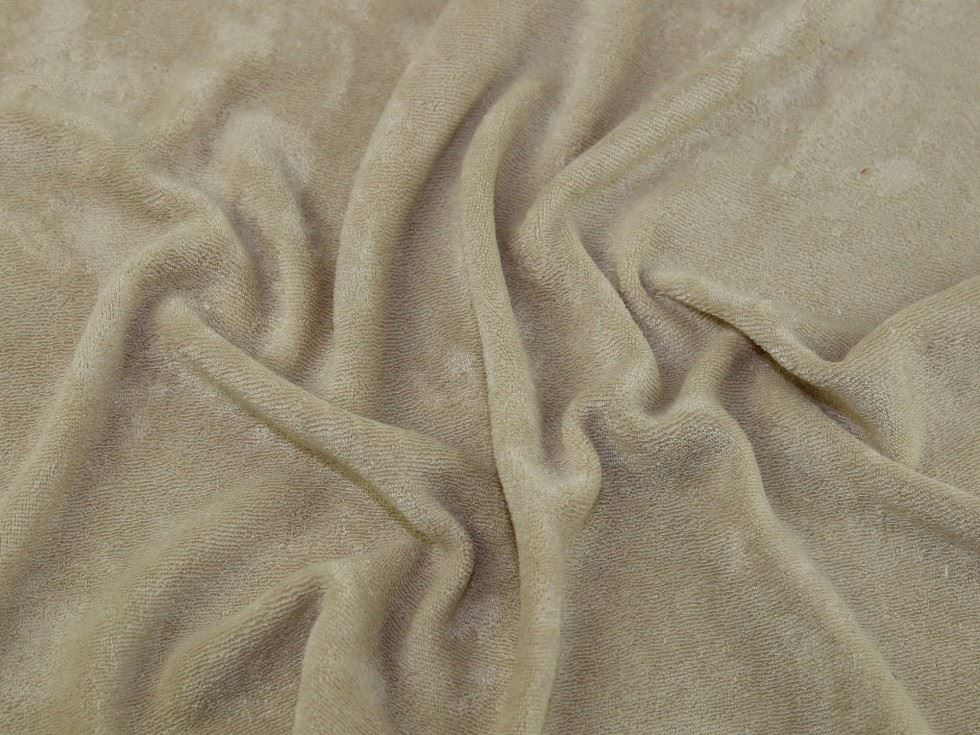 Stof France Bamboo Polyester Towelling Stretch Knit Fabric Beige