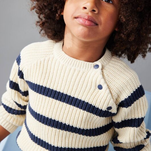 Striped Top for Boys ecru