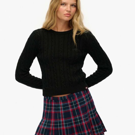 Superdry & Co Cable Knit Crew Neck Jumper Black