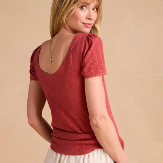 T-Shirt for Maternity, Low Neckline at the Back, in Wide Knit, by ENVIE DE FRAISE terracotta