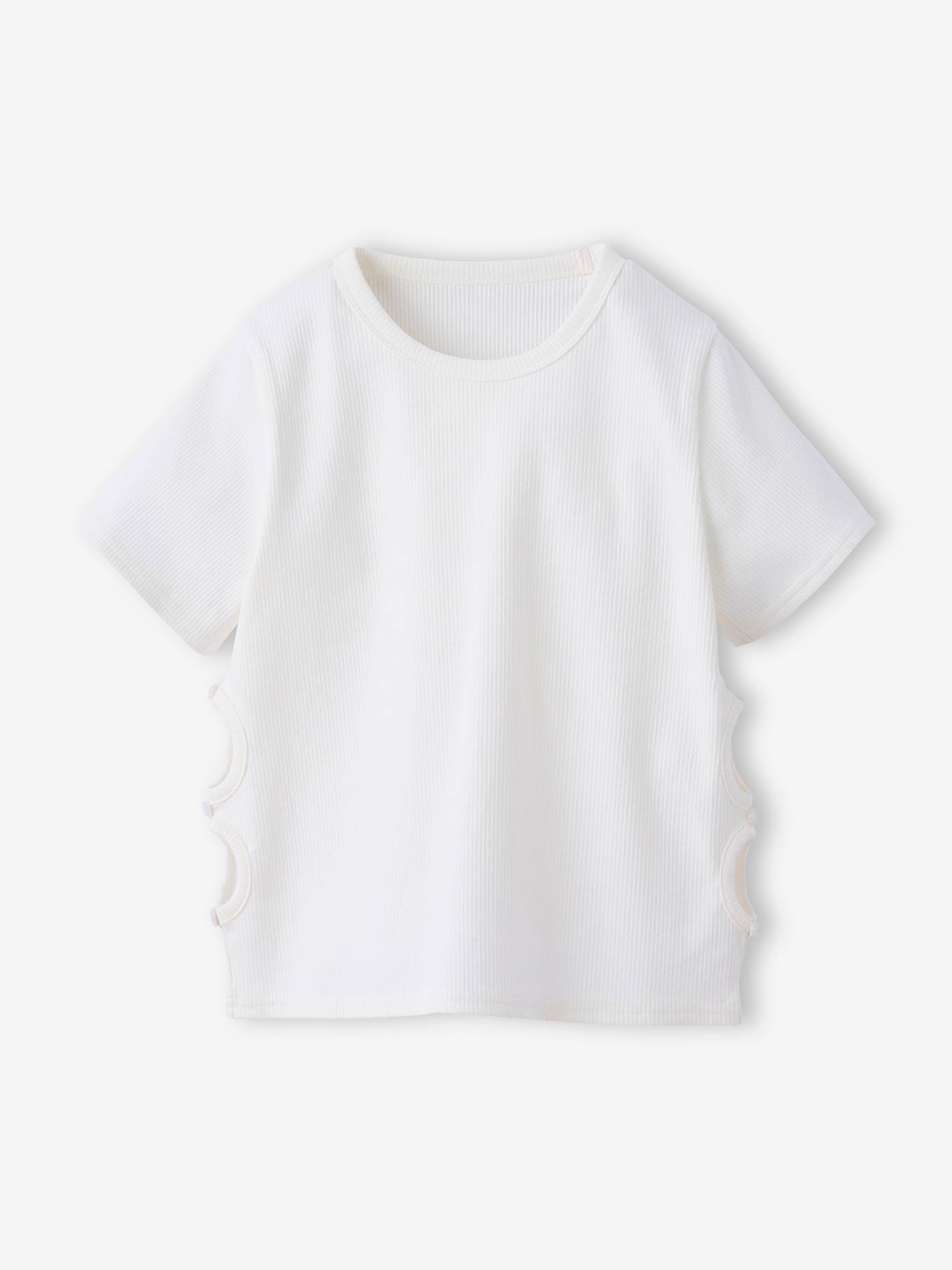 T-Shirt with Mesh Sides for Girls, JONEN ecru