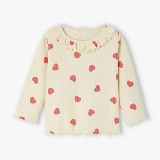 T-shirt for babies printed with little hearts vanilla