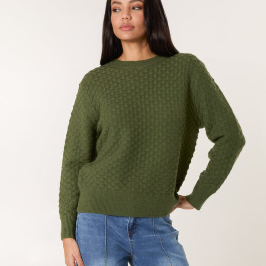 Textured Knit Jumper - S/M / KHAKI