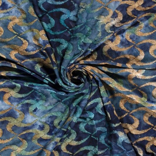 Textured Stretch Knit Fabric Blue