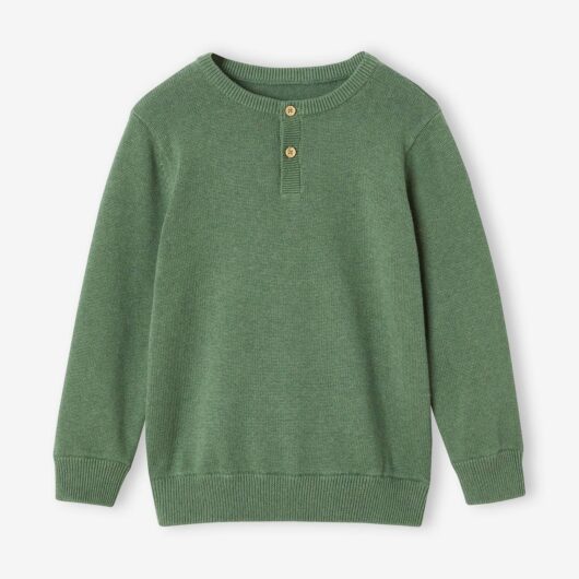 Top with Grandad-Style Neckline, for Boys marl green