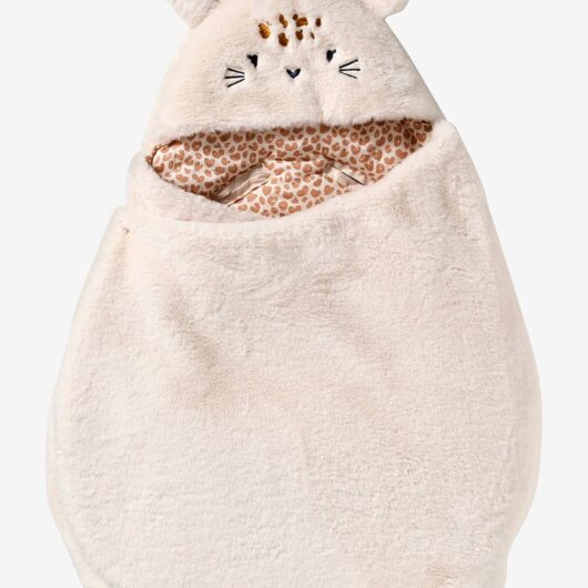 Transformable Baby Nest in Plush Fabric, Bear printed pink