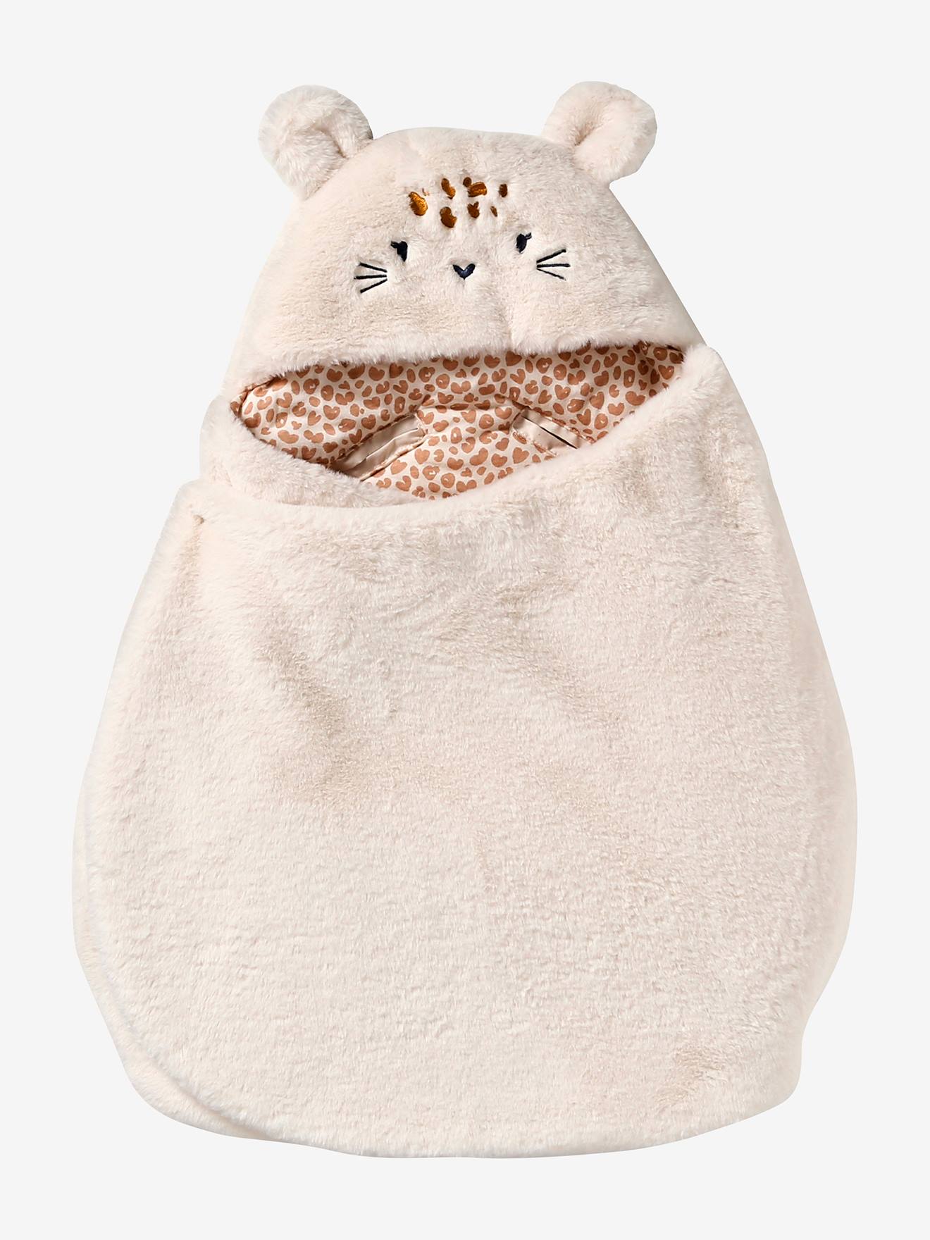 Transformable Baby Nest in Plush Fabric, Bear printed pink