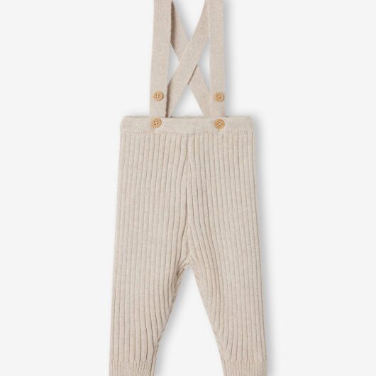 Tricot Leggings with Braces for Babies marl beige