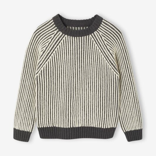 Two-Tone Long Sleeve Knitted Jumper anthracite