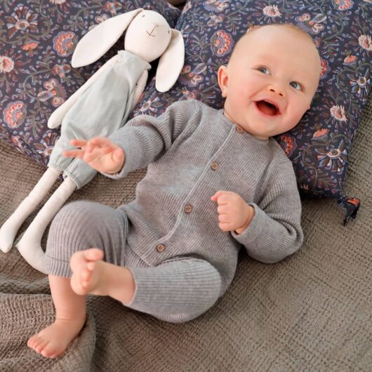 Unisex Combo: Jersey Knit Top & Trousers for Babies grey light mixed color