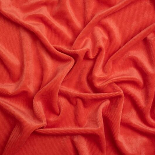 Velour Rib Stretch Knit Cord Fabric Orange