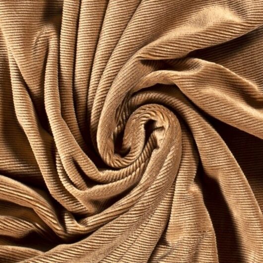 Velvet Rib Stretch Knit Fabric Camel