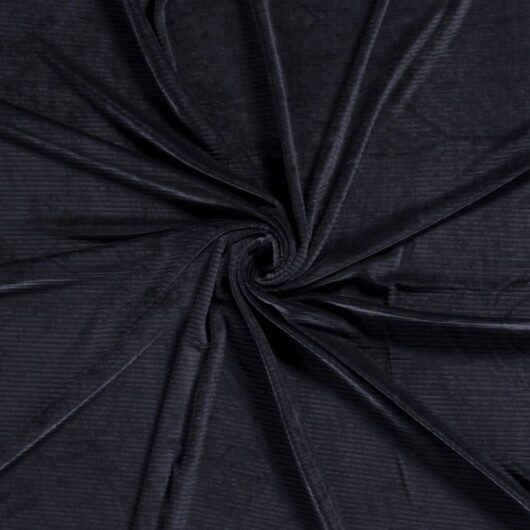 Velvet Rib Stretch Knit Fabric Navy