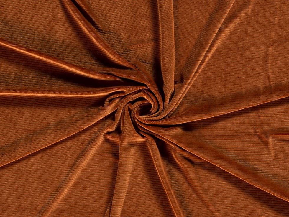 Velvet Rib Stretch Knit Fabric Rust