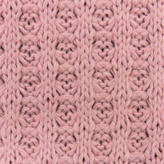 Waffle Cotton Sweater Knit Stretch Fabric Rose Pink