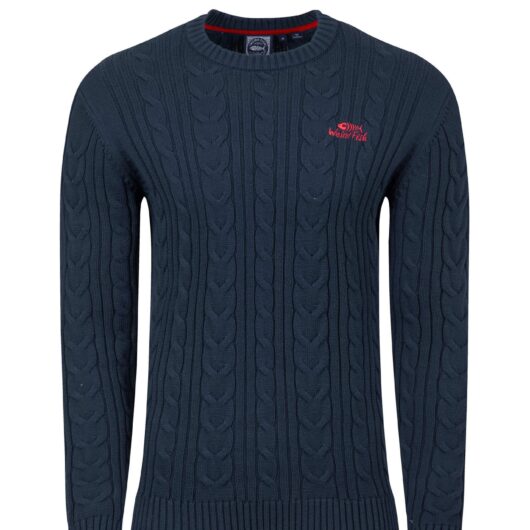 Weird Fish Griffen Cable Knit Jumper Navy Size 2XL