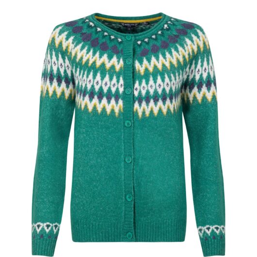 Weird Fish Hatty Fair Isle Cardigan Green Ivy Size 10