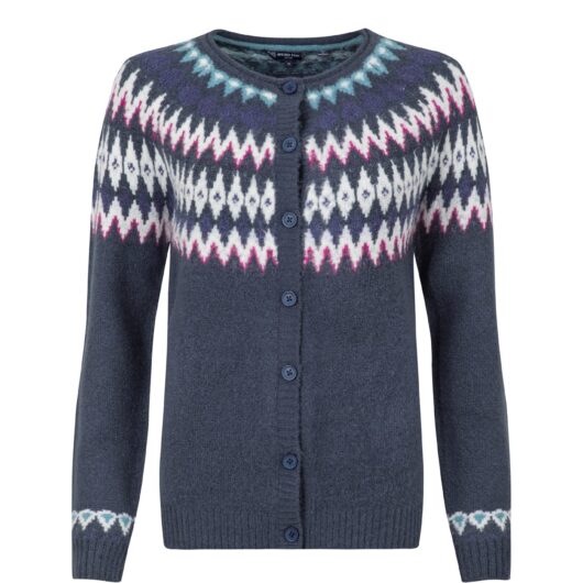 Weird Fish Hatty Fair Isle Cardigan Navy Size 8