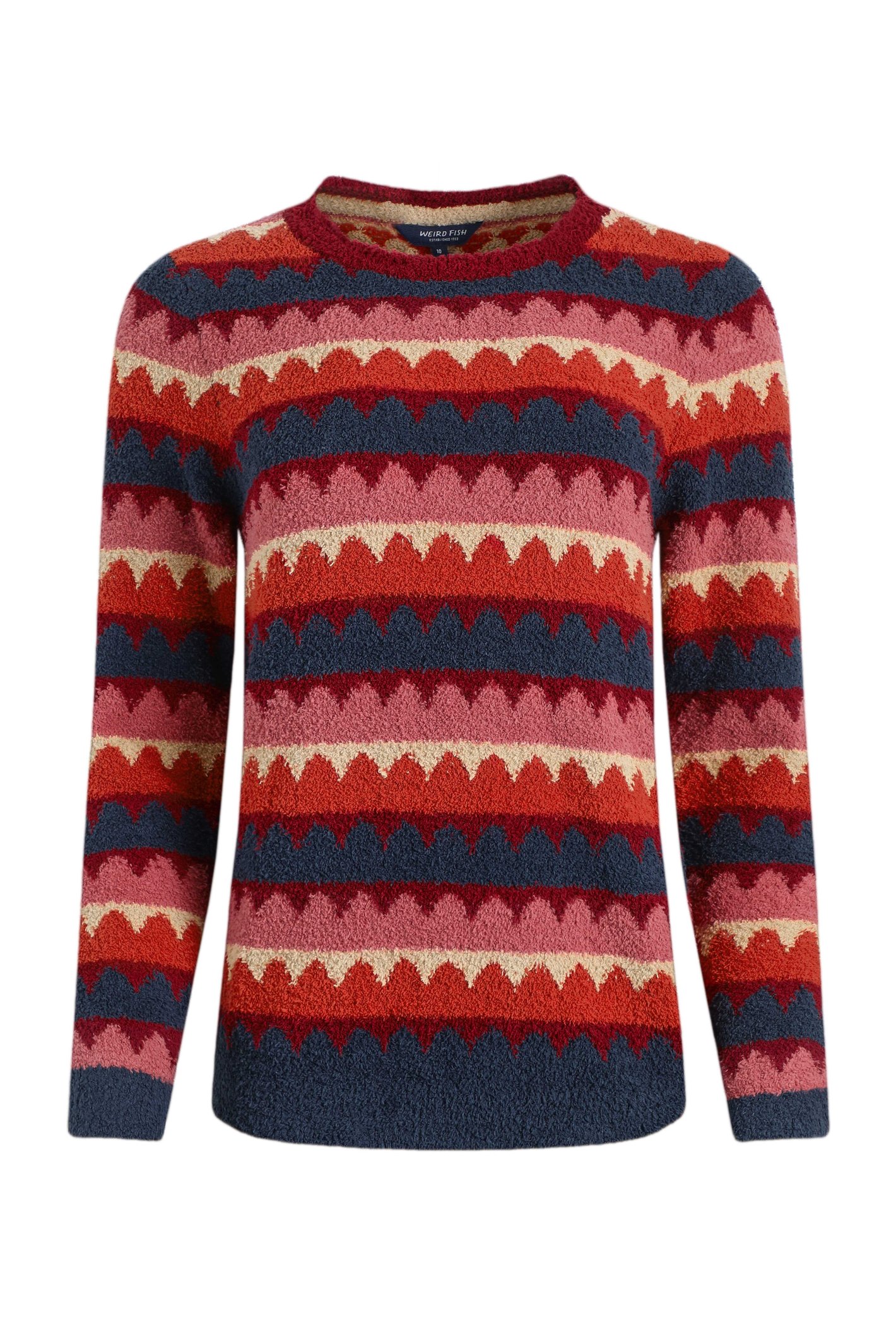 Weird Fish Tyla Cosy Knit Scalloped Jumper Antique Cherry Size 20