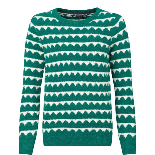 Weird Fish Tyla Cosy Knit Scalloped Jumper Green Ivy Size 10