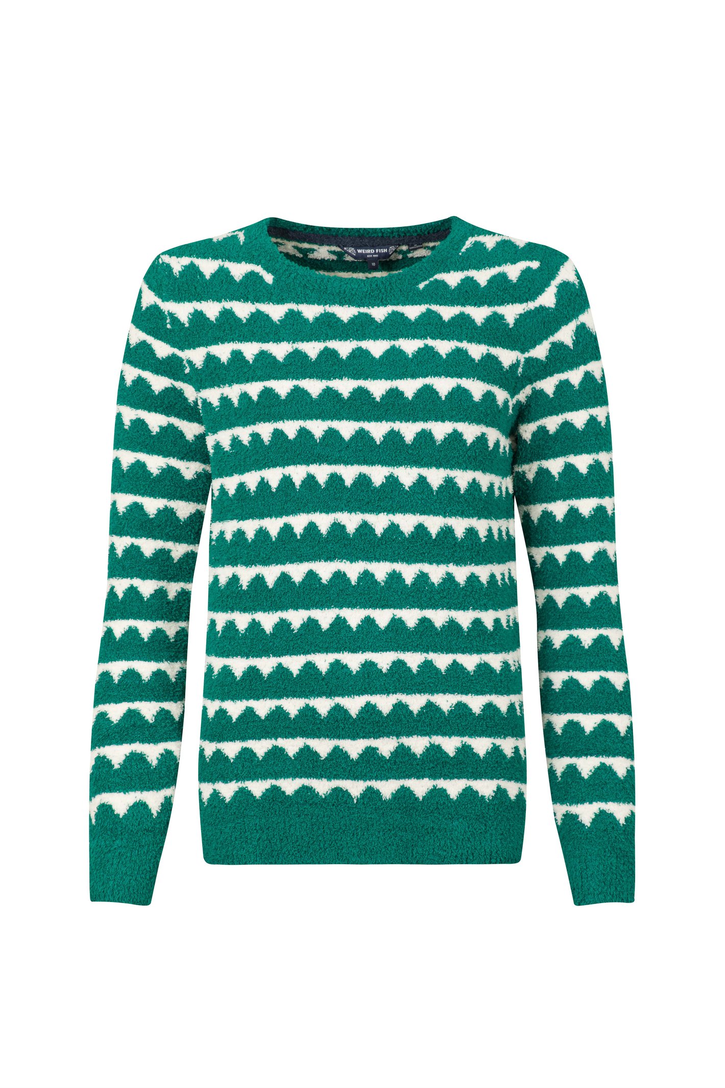 Weird Fish Tyla Cosy Knit Scalloped Jumper Green Ivy Size 10