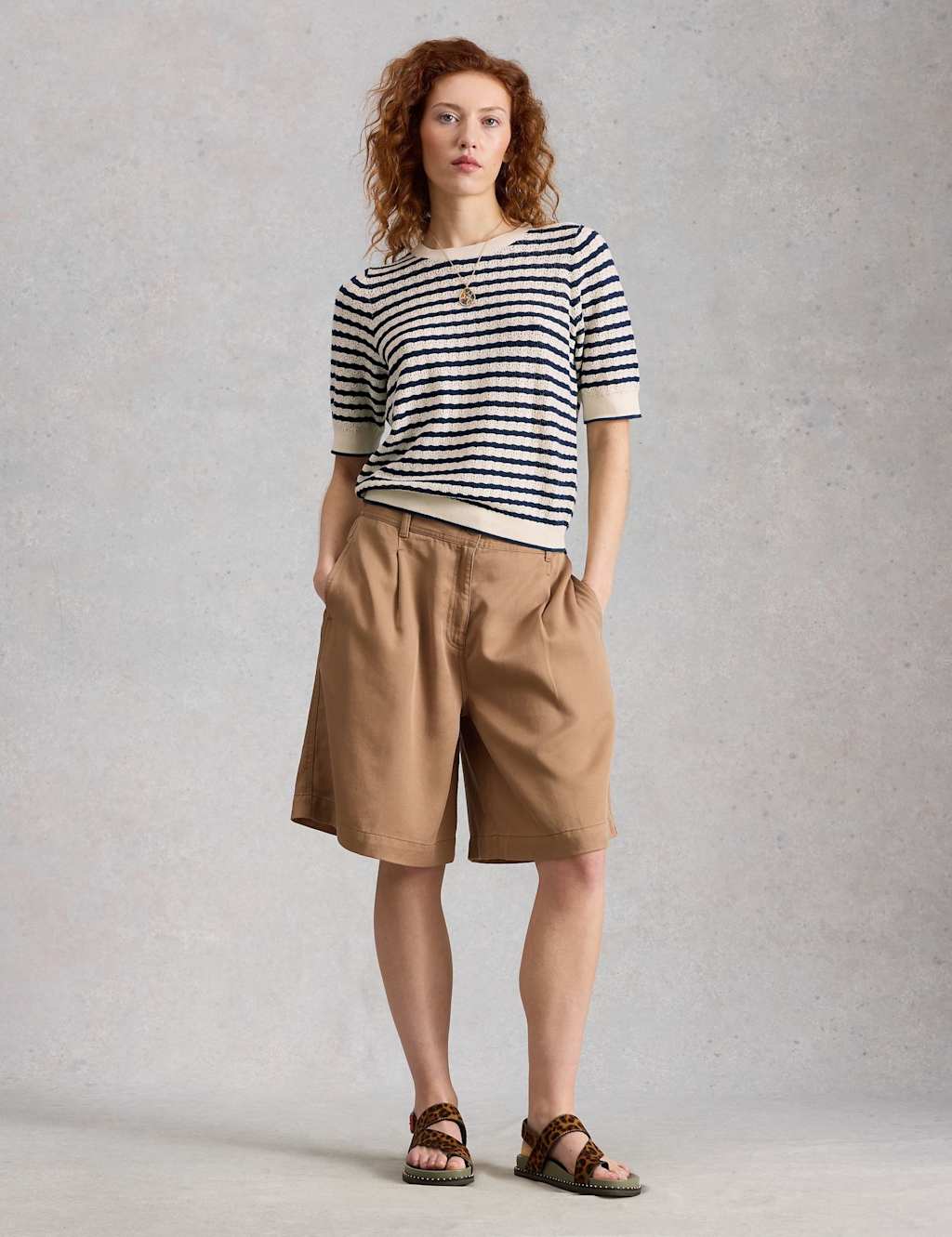 White Stuff Pure Cotton Pointelle Knitted T-Shirt White Mix