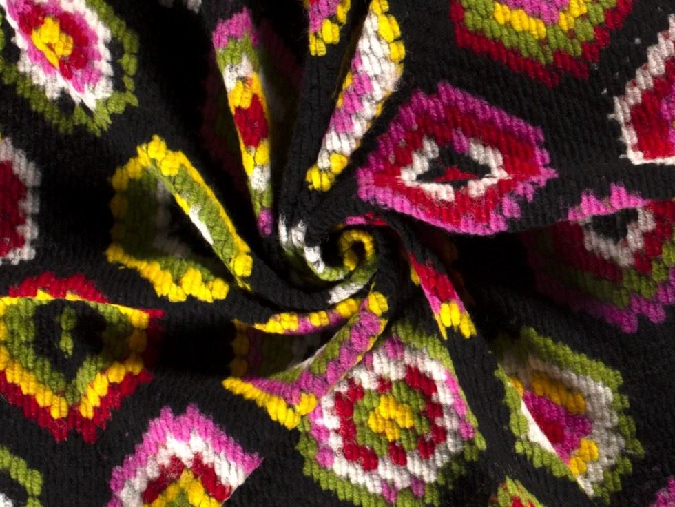 Wool Blend Knit Coating Fabric Black Multi
