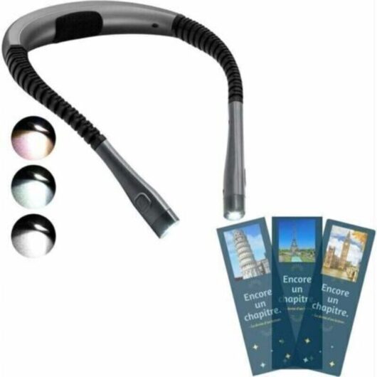 Glocusent Rechargeable Neck Reading Light, Book Light for Reading in Bed, 3 Colors, 6 Brightness Levels, Foldable Arms, Long Battery Life, Perfect