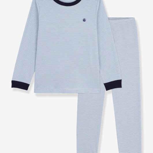 Striped Cotton Pyjamas for Children, PETIT BATEAU grey