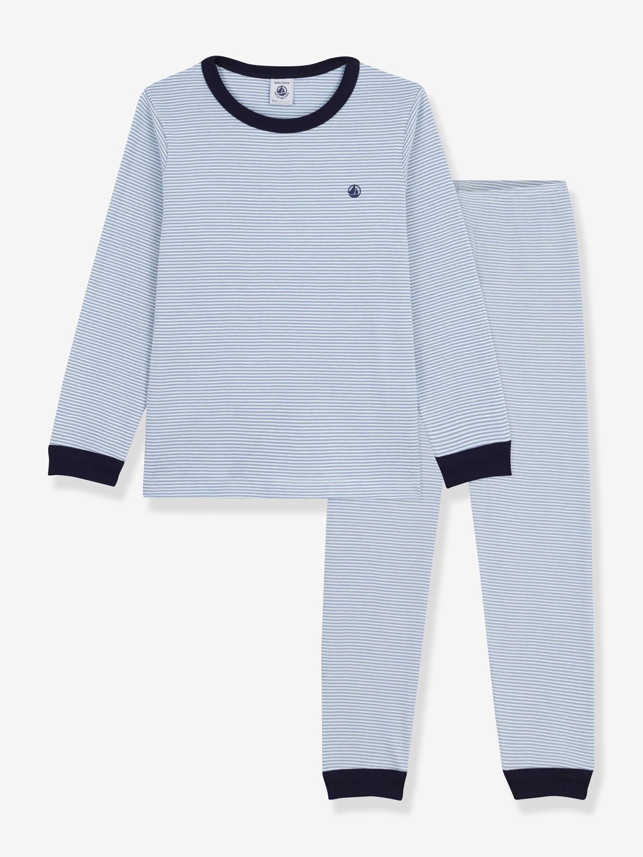 Striped Cotton Pyjamas for Children, PETIT BATEAU grey