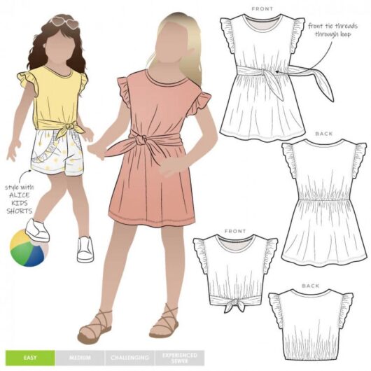 Style Arc Paper Sewing Pattern Kids Ava Knit Dress & Top