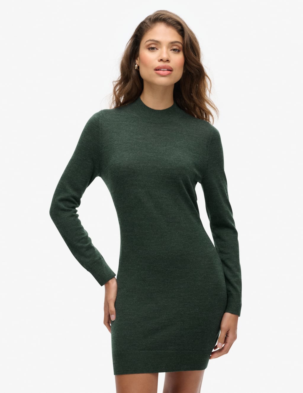 Superdry & Co Pure Merino Wool Knitted Mini Relaxed Dress Dark Grey
