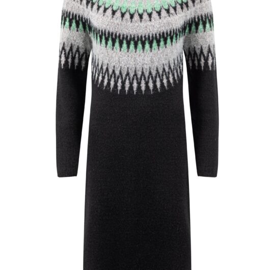 Weird Fish Amren Fair Isle Sparkle Knitted Dress Black Size 12
