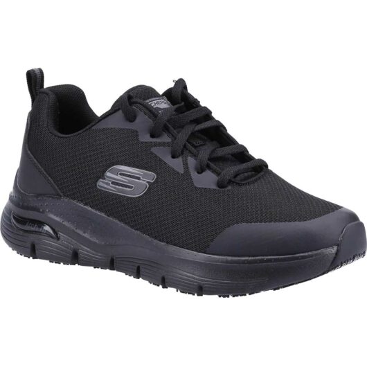 Skechers Arch Fit Womens Slip Resistant Work Shoes Black Size 4