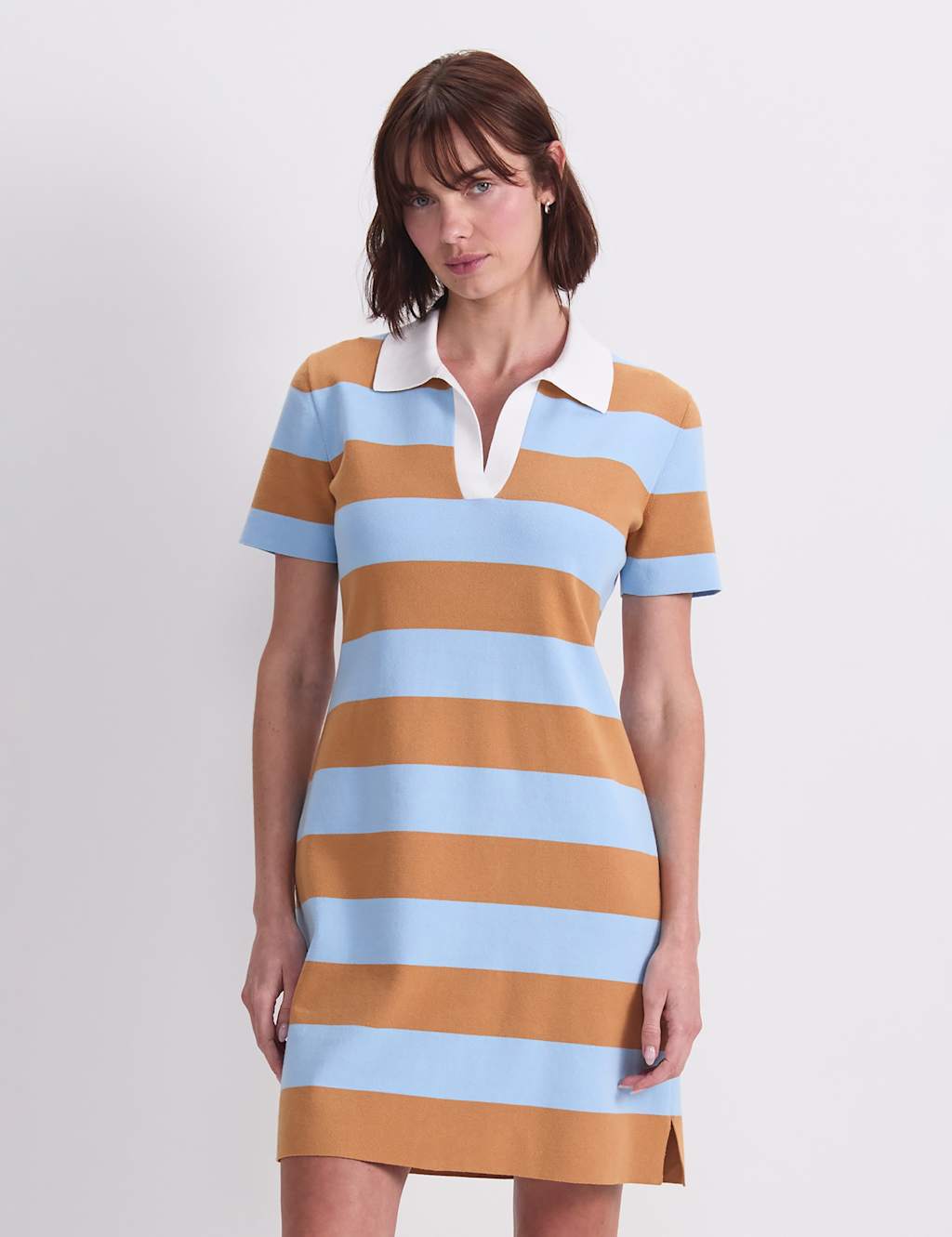 Sportscraft Cotton Rich Knitted Polo Mini Dress Blue