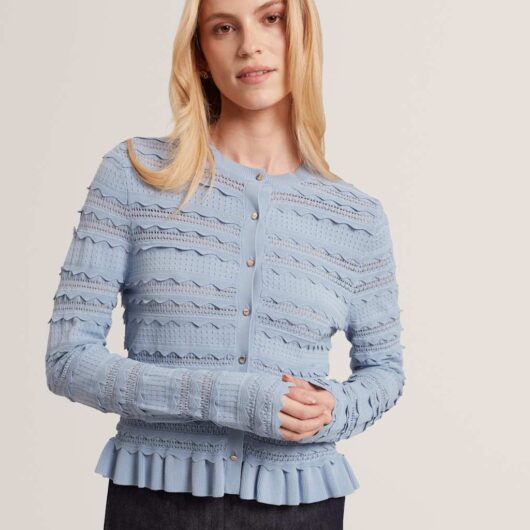 Ted Baker Knitted Frill Detail Cardigan Light Blue