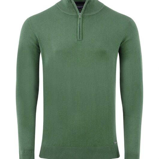 Weird Fish Frederick 1/4 Zip Fine Knit Jumper Army Green Size L