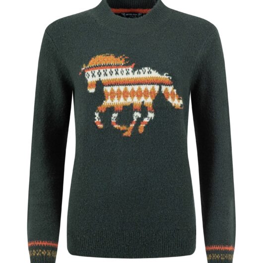 Weird Fish GeeGee Intarsia Knitted Jumper Dark Green Size 18