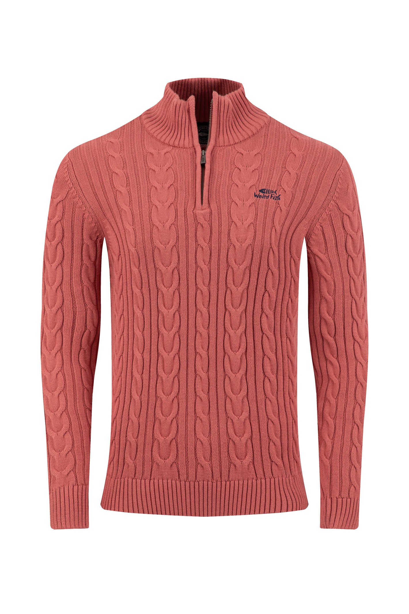 Weird Fish Heath 1/4 Zip Cable Knit Jumper Nantucket Size XL